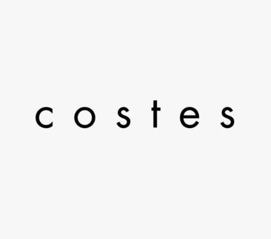 Minimalist black and white logo of Costes, a fashion brand, with simple lowercase letters on a light background.