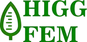 Close-up of the HIGG FEM logo featuring a green color scheme and a stylized design, representing the brand's identity and focus on fashion.