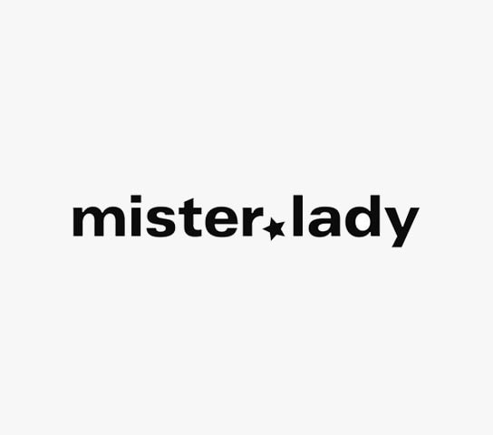 Mister Lady logo featuring bold black text with a star symbol, representing a trendy fashion brand.