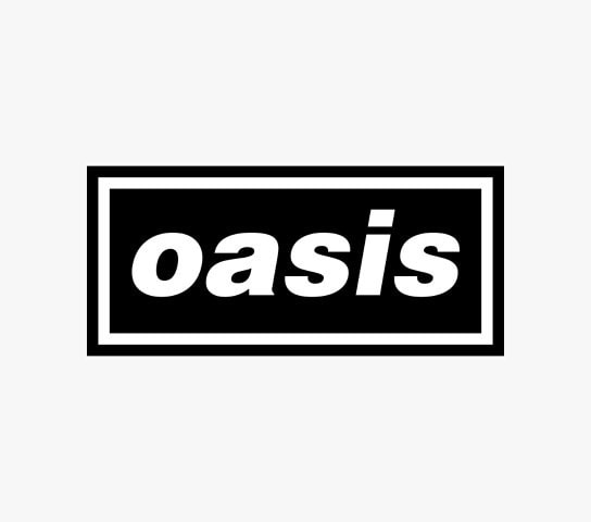 Oasis logo featuring bold white text inside a black rectangular border, suitable for fashion branding and promotional materials.