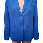 Stylish blue women's blazer with tailored fit, two buttons, and classic lapel, perfect for professional and formal occasions.