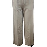 Beige wide-leg trousers with elastic waistband, perfect for casual or office wear, made from comfortable fabric, stylish and versatile.