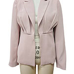 Stylish light pink women's blazer with tailored fit, lapel collar, and long sleeves, perfect for professional or casual wear.