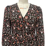 Elegant floral print dress with long sleeves and V-neck, perfect for casual or semi-formal occasions, available at nbfish-fashion.com.