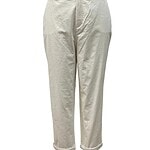Stylish cream-colored women's trousers with a high waist and relaxed fit, perfect for casual or office wear, displayed on a plain white background.