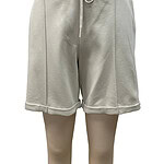Beige women's casual sweat shorts with drawstring waist, perfect for comfortable everyday wear and lounging.