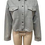 Elegant grey casual jacket with button closure and flap pockets, perfect for everyday wear and versatile fashion styling.