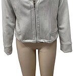 Stylish silver women's jacket with zipper closure, perfect for casual and semi-formal wear, featuring a classic collar and comfortable fit.
