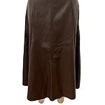 Stylish brown leather skirt for women, featuring a high waist and A-line design, perfect for casual or formal occasions.