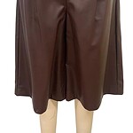 Stylish brown wide-leg trousers with a high waist and side seam details, perfect for formal or casual wear.