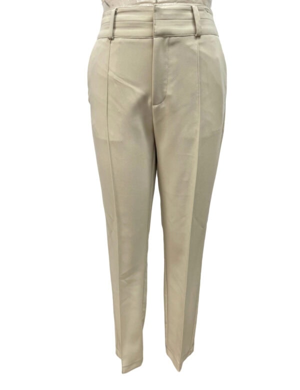 Stylish beige dress pants for women with a tailored fit, high waist, and classic design, perfect for office wear or formal occasions.
