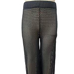 Stylish black sheer cropped pants with zigzag pattern, perfect for fashion-forward outfits and special occasions.