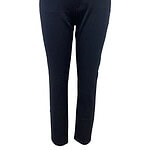 Elegant women's dark blue casual pants with a tailored fit, suitable for office or everyday wear, featuring a classic waistband and front pockets.