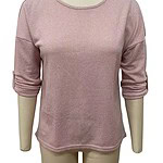 Light pink casual sweater with rolled-up sleeves displayed on a mannequin, perfect for everyday wear and stylish comfort.