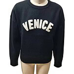 Black sweatshirt with 'Venice' text in white, casual style, perfect for everyday wear, made from comfortable fabric.