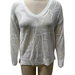 White V-neck sweater with a subtle textured pattern, perfect for casual or semi-formal wear, made from lightweight, breathable fabric.