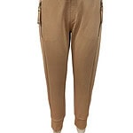 Stylish tan jogger pants with drawstring waist and zippered pockets, perfect for casual wear and active lifestyles.