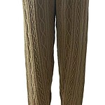 Olive green knit cable sweater pants with drawstring waist, perfect for casual and comfortable winter wear.
