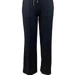 Black casual pants with drawstring waist and straight leg design, suitable for everyday wear and comfortable fit.
