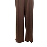 Stylish brown wide-leg pants with elastic waistband, perfect for casual or office wear, made from comfortable fabric, available at nbfish-fashion.com.