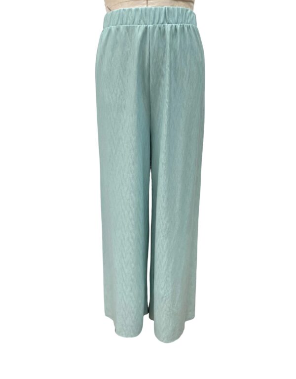 Elegant light blue wide-leg lounge pants with elastic waistband, perfect for comfortable casual wear and relaxation.