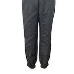 Black joggers with small embellishments and elastic cuffs, suitable for casual or athletic wear, displayed on a plain background.