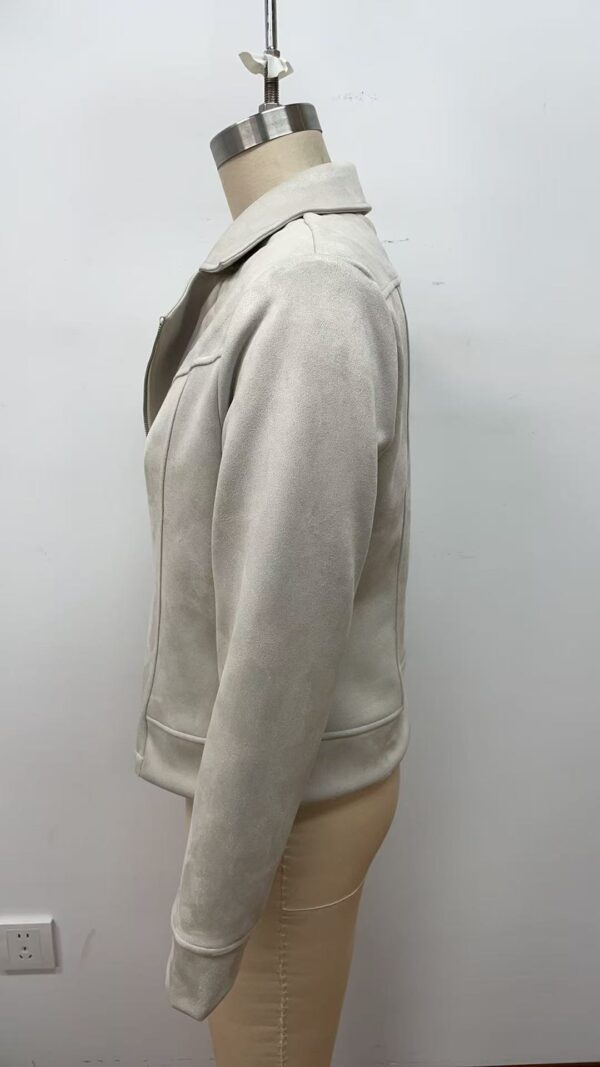 Stylish beige women's jacket displayed on a mannequin, perfect for casual or semi-formal wear, showcasing modern fashion trends.