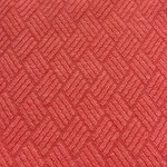 Close-up of red textured fabric with a geometric pattern, suitable for fashion or upholstery design.