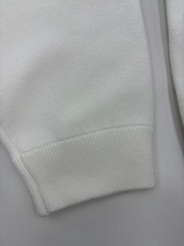 Close-up of white hoodie fabric showing texture and stitching details, ideal for fashion and apparel SEO.
