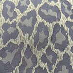 Close-up of leopard print fabric with dark gray and beige pattern, ideal for stylish clothing and accessories.