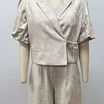 Stylish women's linen suit with a tailored blazer and wide-leg pants, perfect for casual or semi-formal occasions, showcasing high-quality fabric and modern design.