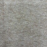 Close-up of textured fabric with fine vertical lines in beige and light brown tones, showcasing detailed weave pattern.